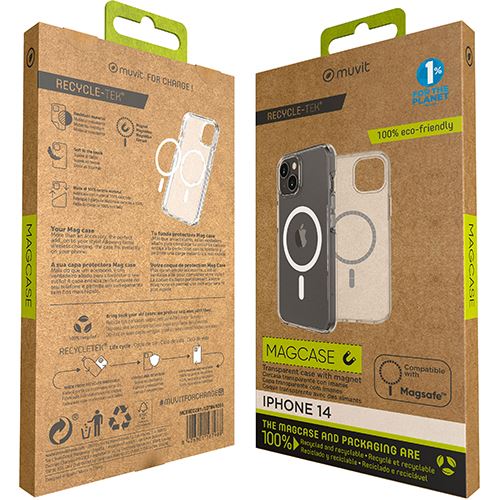 Capa Recycle-Tek Muvit com MagSafe para Apple iPhone 14 - Transparente - Image 6