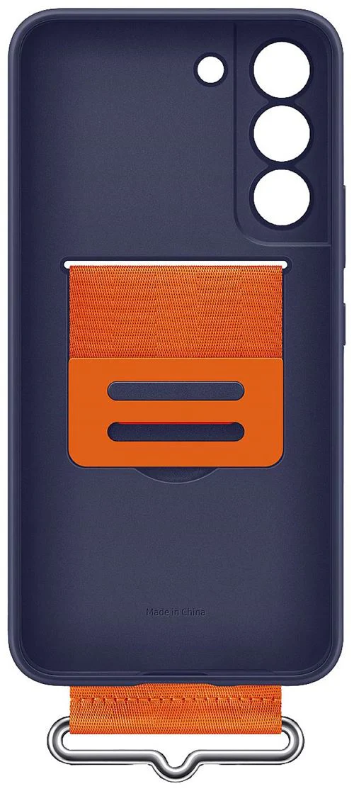 Capa Samsung Galaxy S22 Silicone com Fita - Azul Escuro/Fita Laranja - Image 6