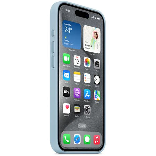 Capa Silicone Apple com MagSafe para iPhone 15 Pro - Azul Claro - Image 2