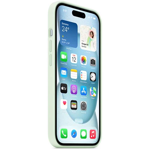 Capa Silicone Apple com MagSafe para iPhone 15 - Verde Menta Suave - Image 2