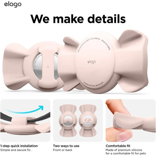 Capa Silicone Elago para AirTag - Pet Collar Ribbon - Sand Pink - Image 3
