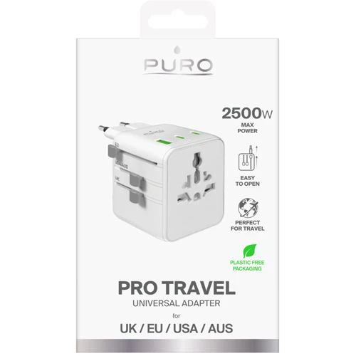 Carregador / Adaptador Universal com Portas USB+USB-C Puro Pro Travel - Branco - Image 2