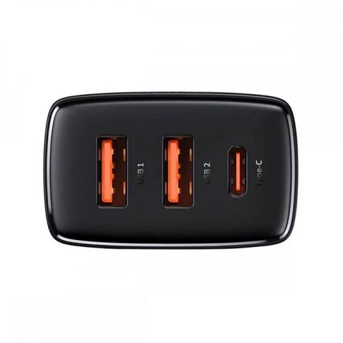 Carregador Baseus USB / USB- C com Carregamento Rápido 30W - Preto - Image 2