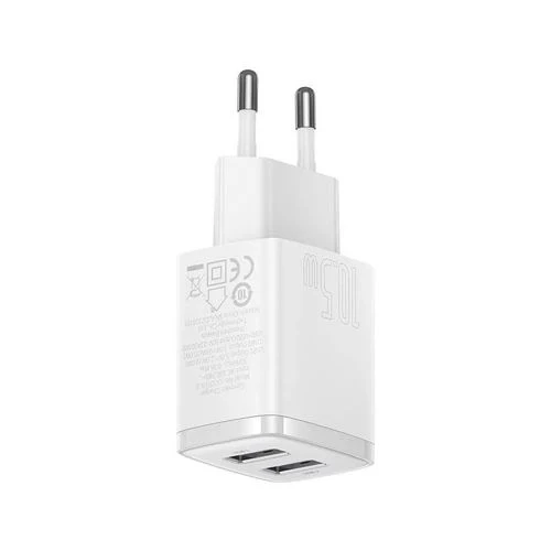 Carregador Compacto 2x USB Baseus 10.5W - Branco - Image 3