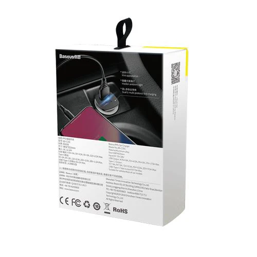 Carregador de Isqueiro Baseus USB+USB-C - Preto - Image 5
