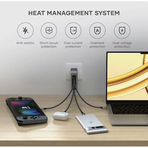 Carregador de Viagem Satechi Travel ST-W145GTM USB-C 4 Portas GaN 145W - Image 13