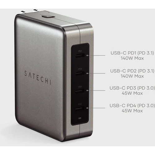 Carregador de Viagem Satechi Travel ST-W145GTM USB-C 4 Portas GaN 145W - Image 9