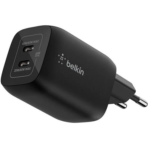 Carregador GaN 2 x USB-C Belkin para Nintendo Switch 2 - Preto