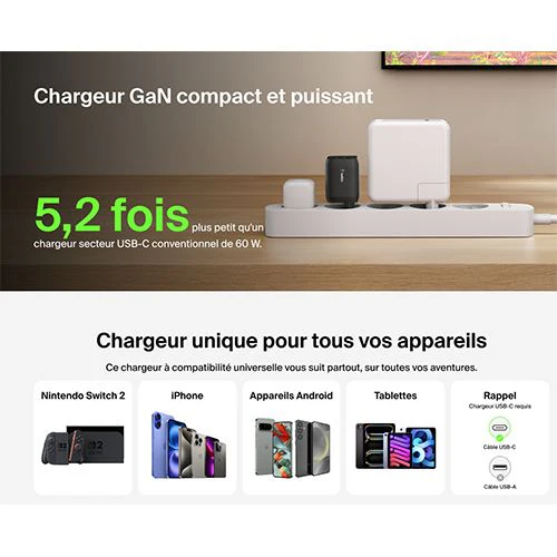 Carregador GaN 2 x USB-C Belkin para Nintendo Switch 2 - Preto - Image 8