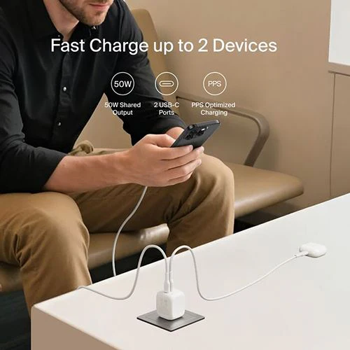 Carregador GaN 2xUSB-C Belkin BoostCharge Pro - 50W - Branco - Image 4