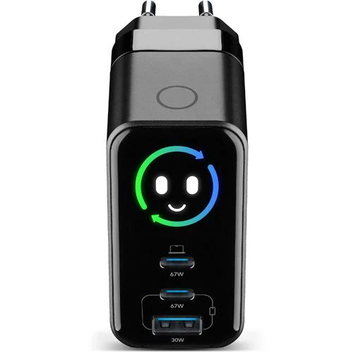 Carregador GaN+ USB+2 xUSB-C com Ecrã TFT Cellularline 67W - Image 2