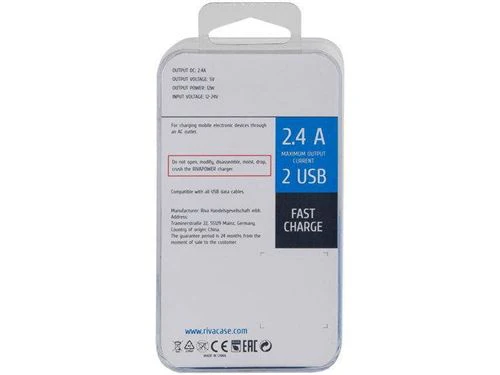 Carregador Isqueiro Rivacase 12W 2.4A Branco (VA4222W00) - Image 3