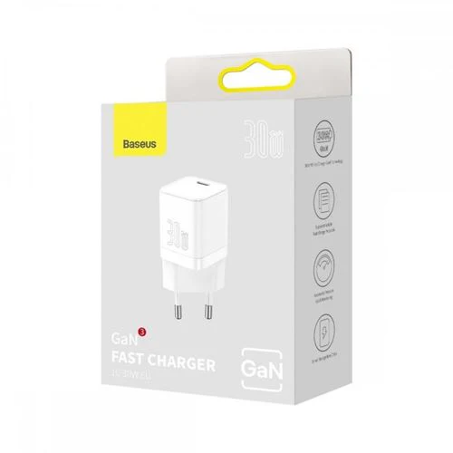 Carregador Rápido Gan3 Baseus 30W - Branco - Image 5