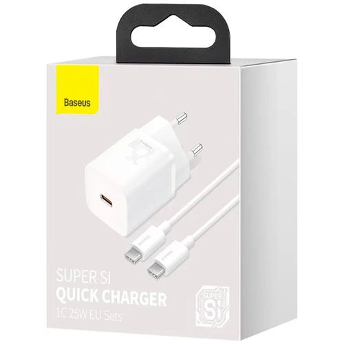 Carregador Rápido USB-C Baseus Super SI 25W + Cabo USB-C 1m - Branco - Image 7