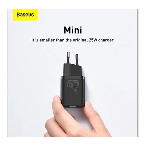 Carregador Rápido USB-C Baseus Super SI 25W + Cabo USB-C 1m - Preto - Image 4
