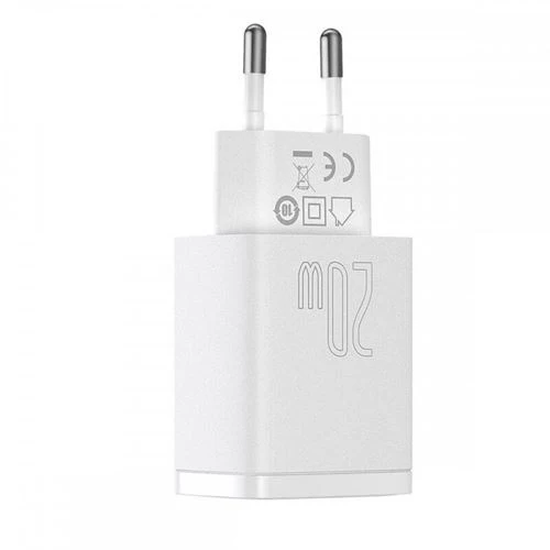 Carregador Rápido USB+USB-C com Power Delivery Baseus 20W - Branco - Image 3