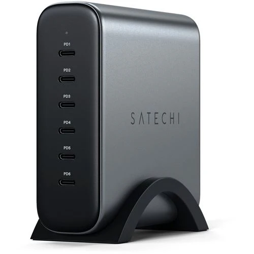 Carregador USB-C Satechi ST-C200GM-EU 6-Portas PD GaN - 200W - Cinzento