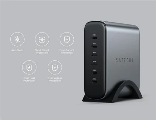 Carregador USB-C Satechi ST-C200GM-EU 6-Portas PD GaN - 200W - Cinzento - Image 8