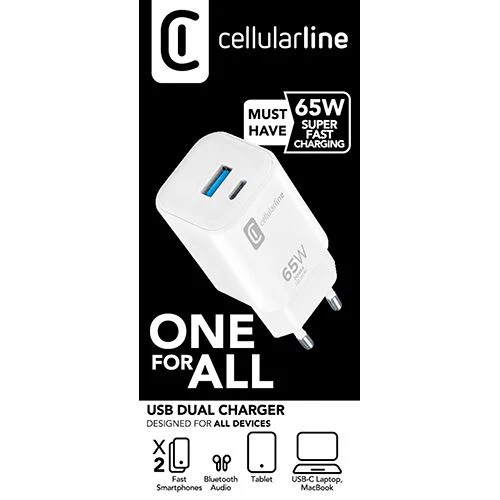 Carregador USB + USB-C Cellularline - Branco - Image 2