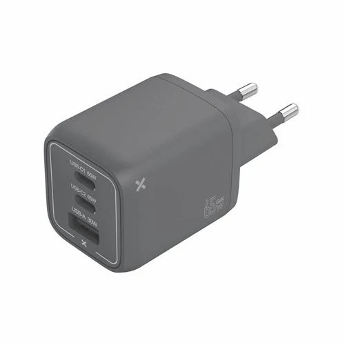 Carregador Wefix Pro GaN 65W 2x USB-C + 1x USB-A - Cinzento