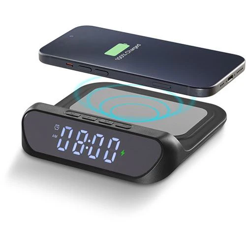 Carregador Wireless Cellularline com Relógio e Função de Alarme - Preto - Image 2