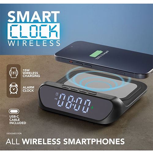 Carregador Wireless Cellularline com Relógio e Função de Alarme - Preto - Image 3