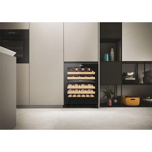Cave de Vinho Encastrável Haier HUC44GDEH1 | 81,6x59,7x57,5 cm | 44 Garrafas | Duas Zonas de Temperatura | E | Preto - Image 7