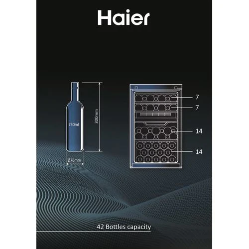 Cave de Vinho Haier HWS42GDAU1 | 82x49,7x58,5 cm | 42 Garrafas | G | Preto - Image 2