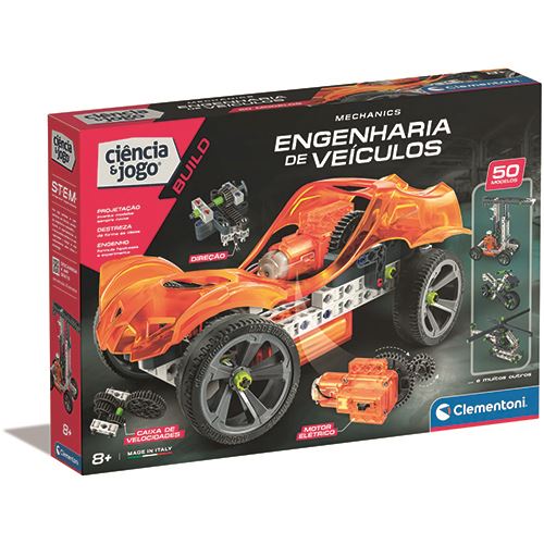 Ciência e Jogo Build Laboratório de Mecânica: Engenharia de Veiculos - STEM - Clementoni