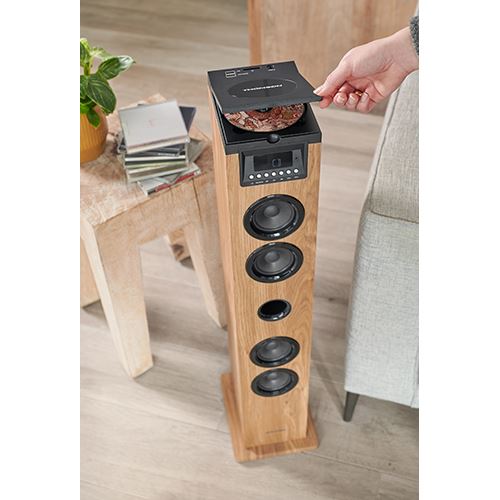 Coluna Bluetooth Thomson Cosy DS122CD - Madeira / Preto - Image 8