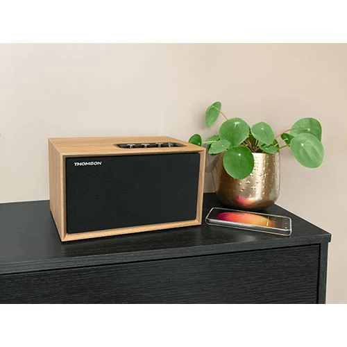 Coluna Bluetooth Thomson Cosy WS302 - Madeira / Preto - Image 5