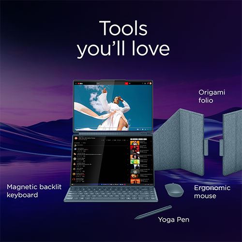 Computador Portátil Lenovo Yoga Book 9 14IAH10-058 | 14'' | Ultra 7 255H | 32GB | 1TB SSD + Rato + Pen + Teclado + Capa Folio + Auriculares + Sleeve - Image 15