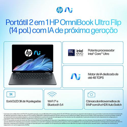 Computador Portátil HP Omnibook Ultra Flip 14-fh0000np | OLED 14" | Intel® Core™ Ultra 7 258V | 32GB | 512GB SSD - Image 6