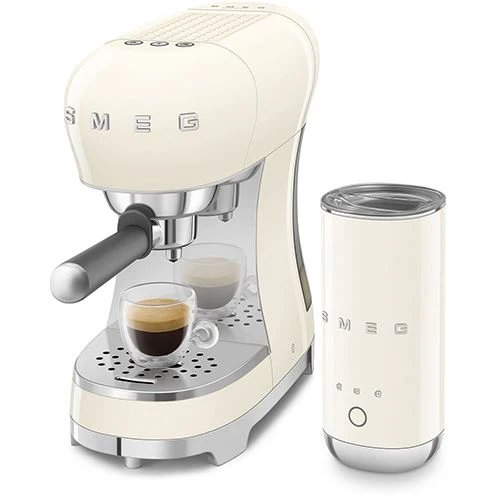 Conjunto Máquina de Café Manual + Batedor de leite Smeg Anni 50 ECF12CREU - Creme - Image 4