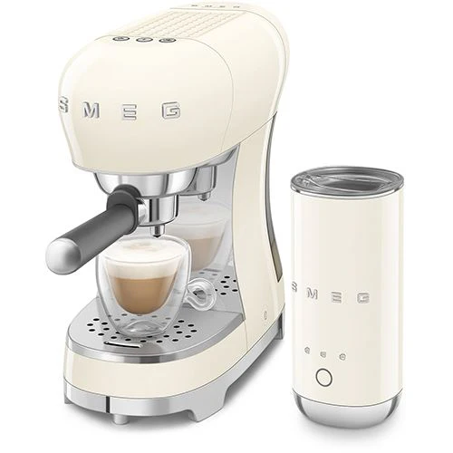 Conjunto Máquina de Café Manual + Batedor de leite Smeg Anni 50 ECF12CREU - Creme - Image 5