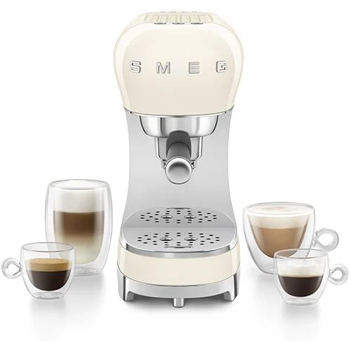 Conjunto Máquina de Café Manual + Batedor de leite Smeg Anni 50 ECF12CREU - Creme - Image 7