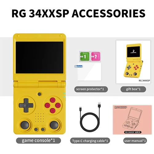 Consola Retro Anbernic RG 34XXSP - Amarelo - Image 3