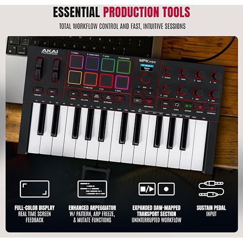 Controlador Akai MPK Mini 4 - Preto - Image 3