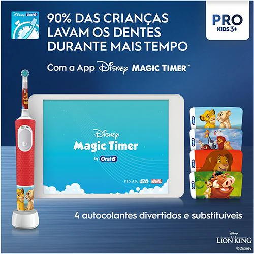 Escova de Dentes Elétrica Criança Oral-B Pro Kids 3+ - Lion King + Estojo - Image 4