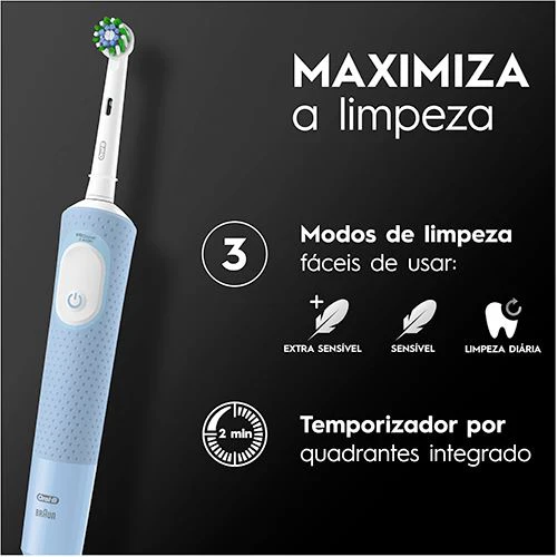 Escova de Dentes Elétrica Oral-B Vitality Pro Cross Action | Azul - Image 3
