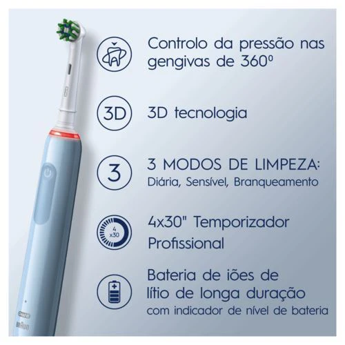 Escova de Dentes Elétrica Oral-Bpro 3 3700 - Azul - Outlet - Grade A - Image 3