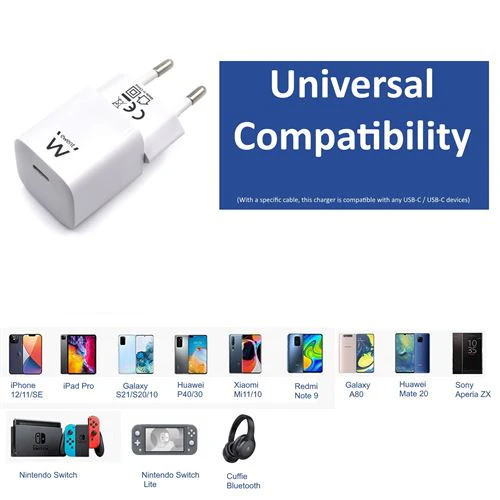 Adaptador de Corrente Ewent USB-C 33W - Branco - Image 3