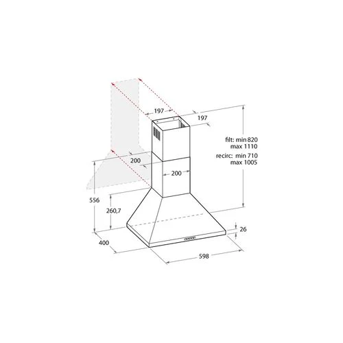 Exaustor de Parede Hotpoint HHPC 6.5F AM X | 68,5x60x50 cm | 625 m³/h | C | Aço inoxidável - Image 2