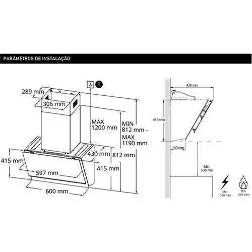 Exaustor de Parede LG HCEZ2428B | 60x43 cm | 600 m³/h | 68 dB | C | Preto e Inox - Image 9