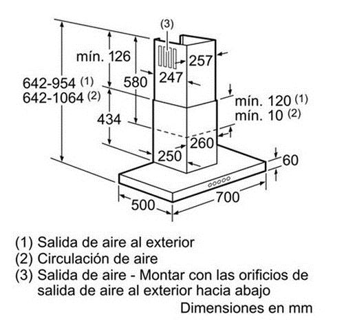 Exaustor de Parede Siemens LC77BE532 | 70x50 cm | 680 m³/h | 58 dB | Aço inoxidável - Image 2