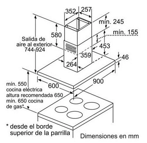 Exaustor de Parede Siemens LF91BE552 | 60x60 cm | 980 m³/h | 61 dB | Aço inoxidável - Image 2