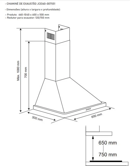 Exaustor Jocel JCEI60-007551 | 60 cm | 630.9 m3/h | 230 W - Image 3