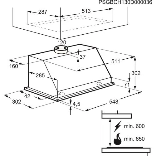 Exaustor Telescópico AEG 570DM RVS | 30,2x54,8x30,2 cm | 440 m³/h | 65 dB | D | Prateado - Image 3