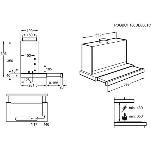 Exaustor Telescópico Zanussi ZHP62350XA | 39,6x59,8x30 cm | 448 m³/h | 62 dB | D | Aço inoxidável - Image 2