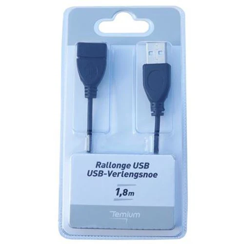 Extensão USB-A M/F Temium 1.8m - Preto - Image 2
